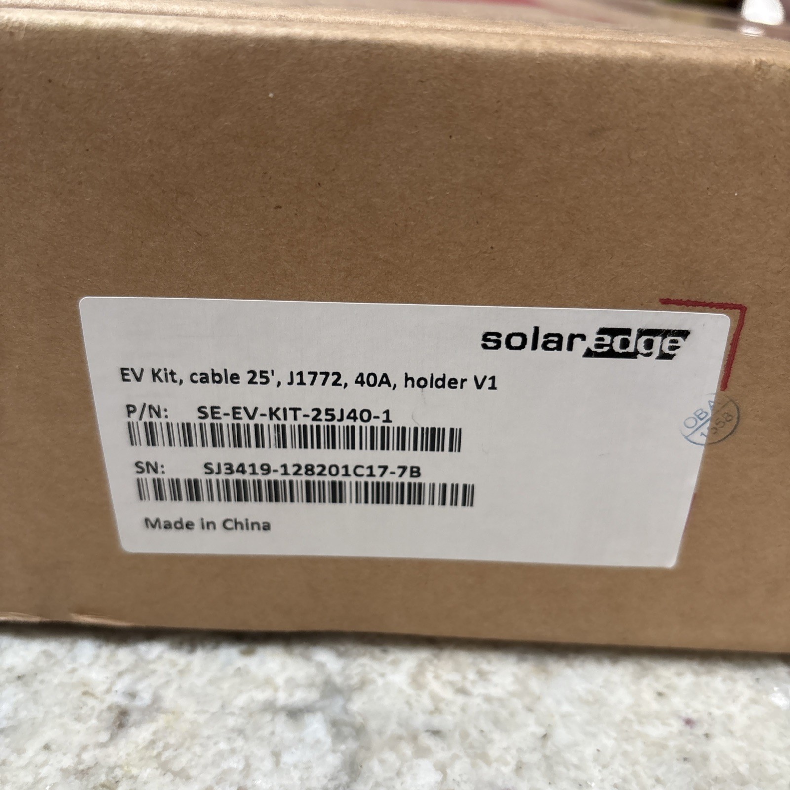 SolarEdge SE-EV-KIT-25J40-1 40A 25ft Replacement Level 2 EV Charging Cable