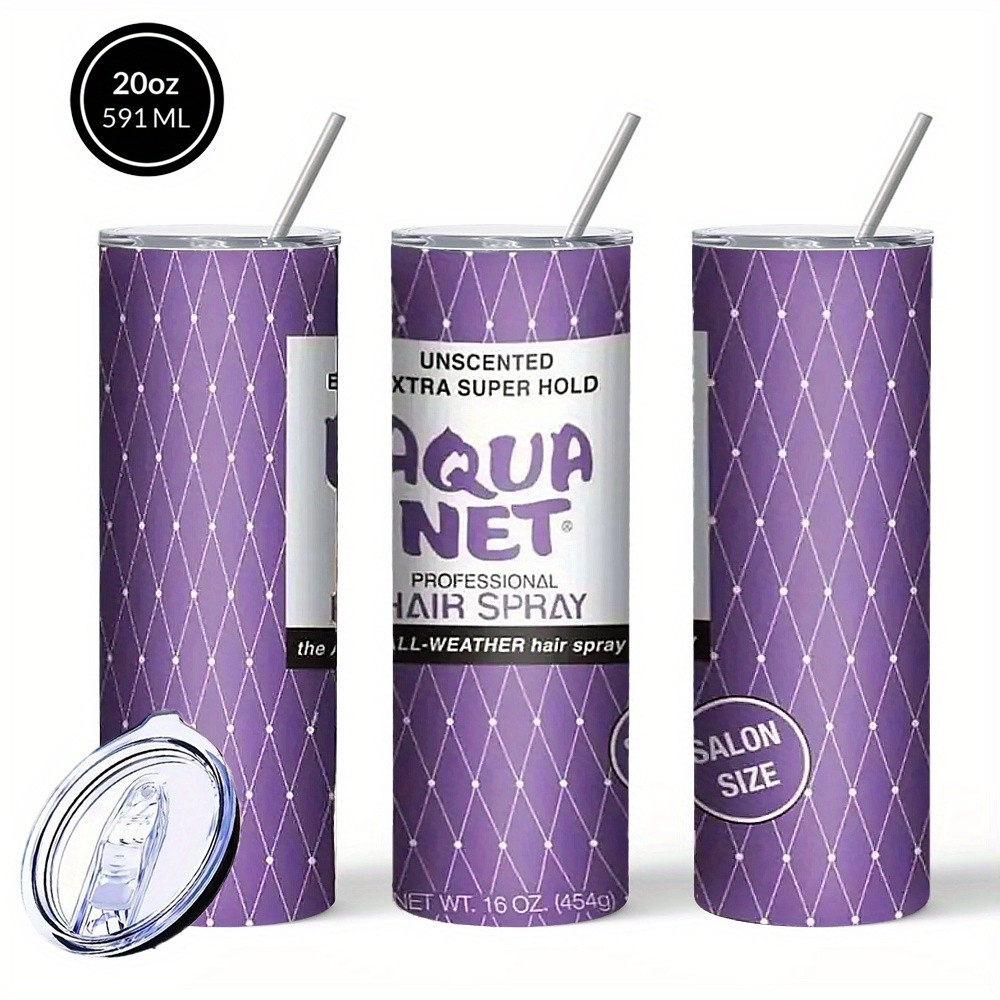 Vintage Aqua Net Hair Spray Print 20oz Stainless Steel Tumbler Beauty Style Mug