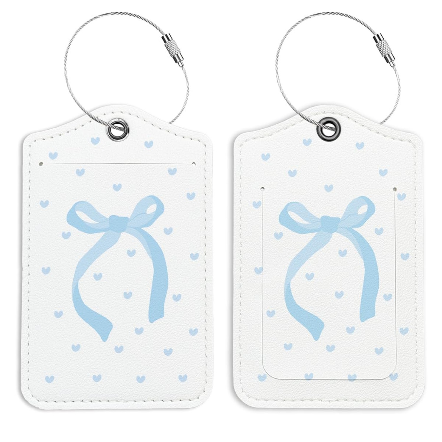 Coquette Blue Bow Luggage Tags for Suitcases, Cute Bow Luggage Tags for Women...