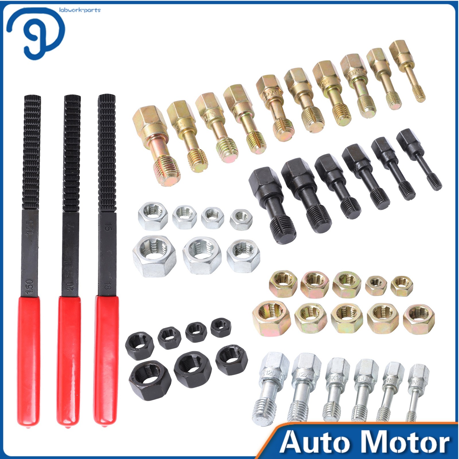 49 Piece Thread Chaser Kit SAE Metric Tap Set with Bolt Threading Tools