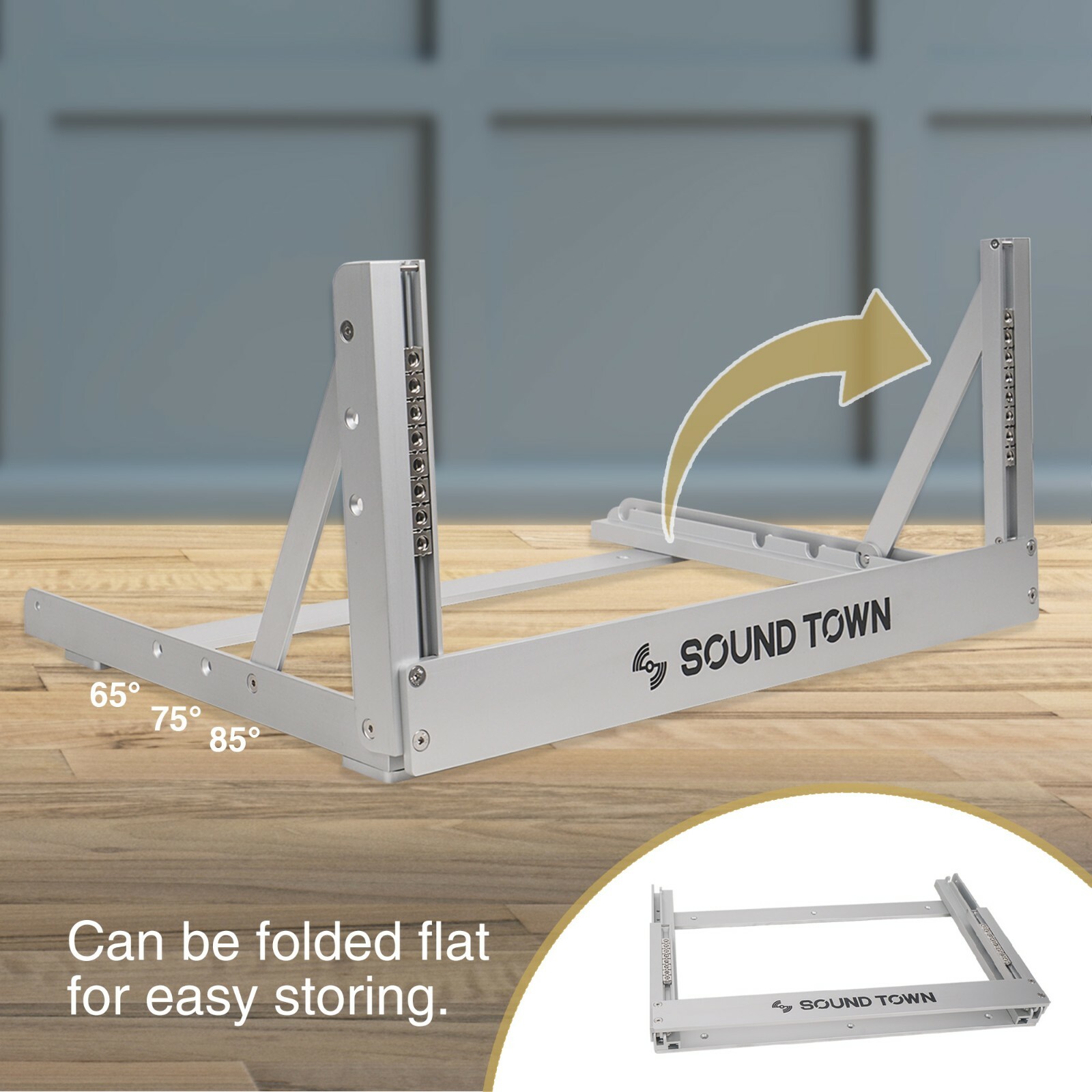 Sound Town 4U Aluminum 2-Post Desktop Open-Frame Rack, Angle Adjustable 2PF-4A
