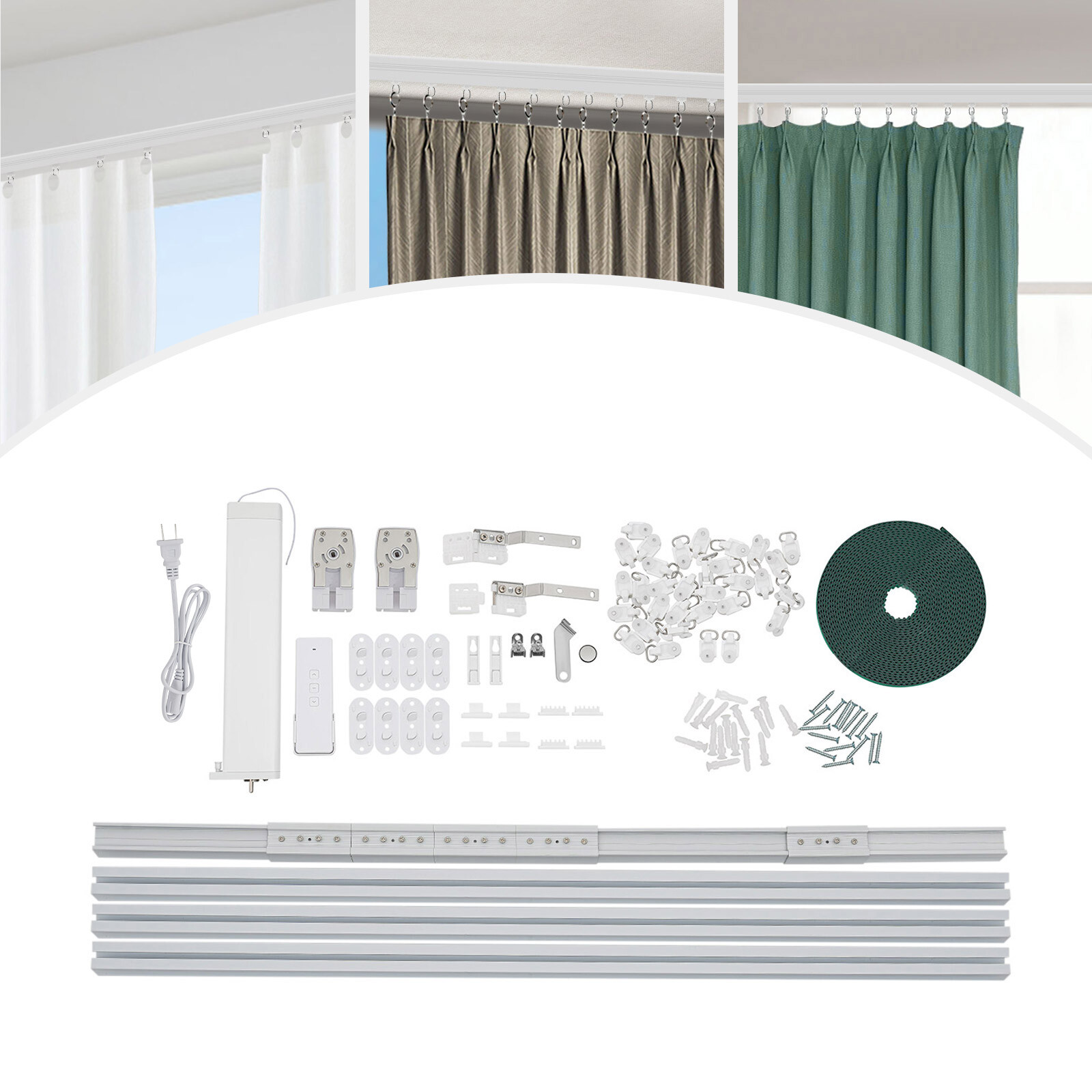 Motorized curtain track with remote control, with Alexa, Google Home US NEW