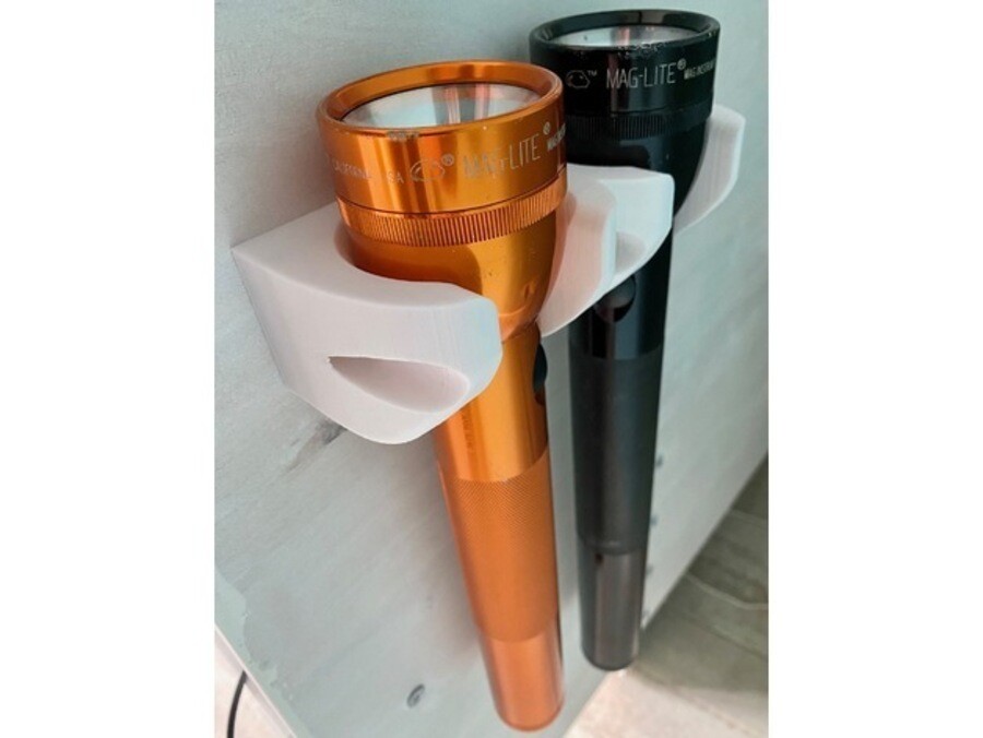 Wall Mounted Holder for Two MagLite D Cell Flashlights *BLACK*
