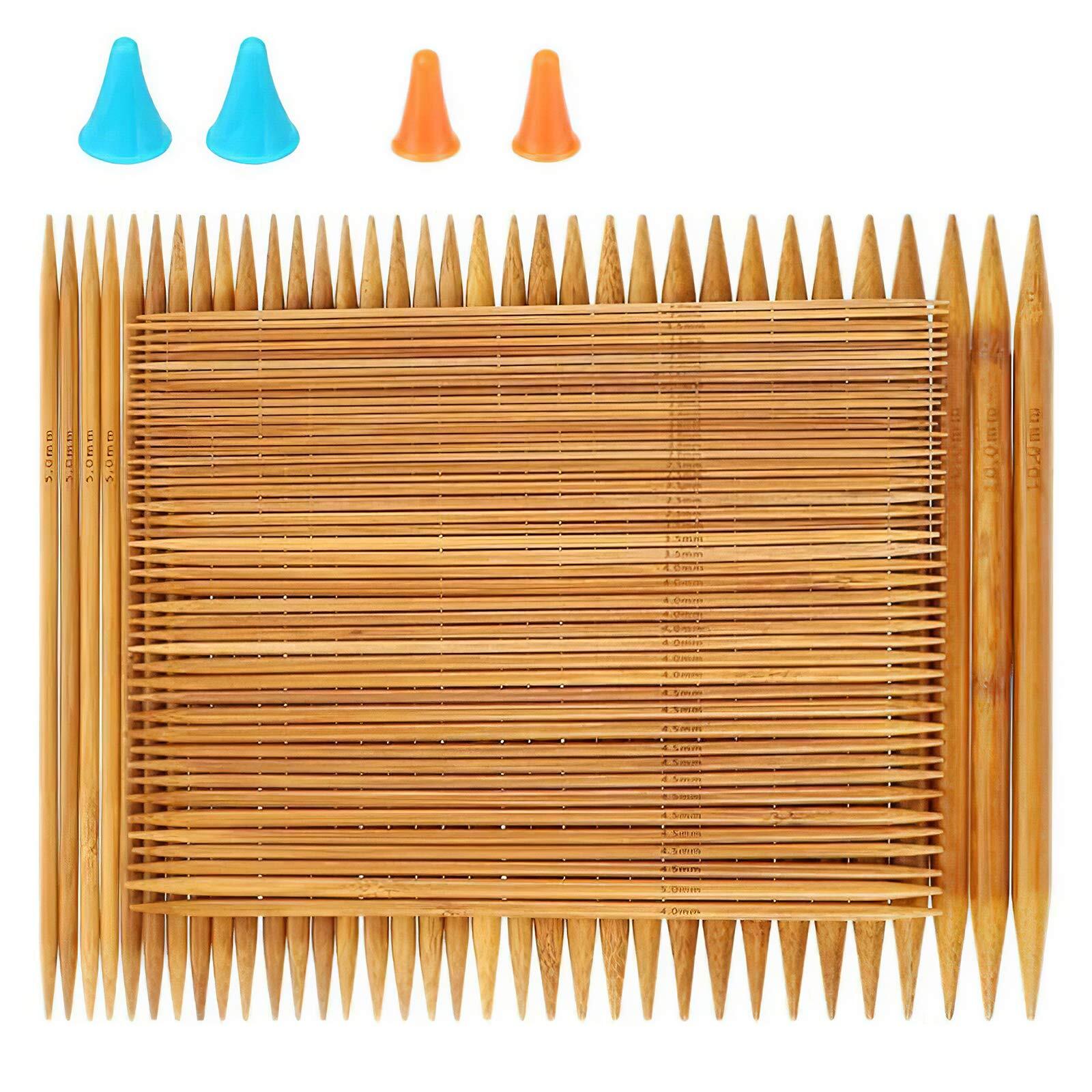 Double Pointed, 75 Pcs Bamboo Knitting Needles Set, 15 Sizes from 2.0mm-10.0mm