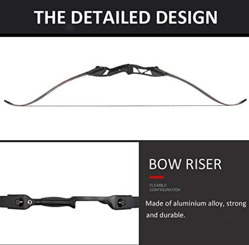 56" Right-Hand Black Recurve Bow - Durability & Performance for Hunters