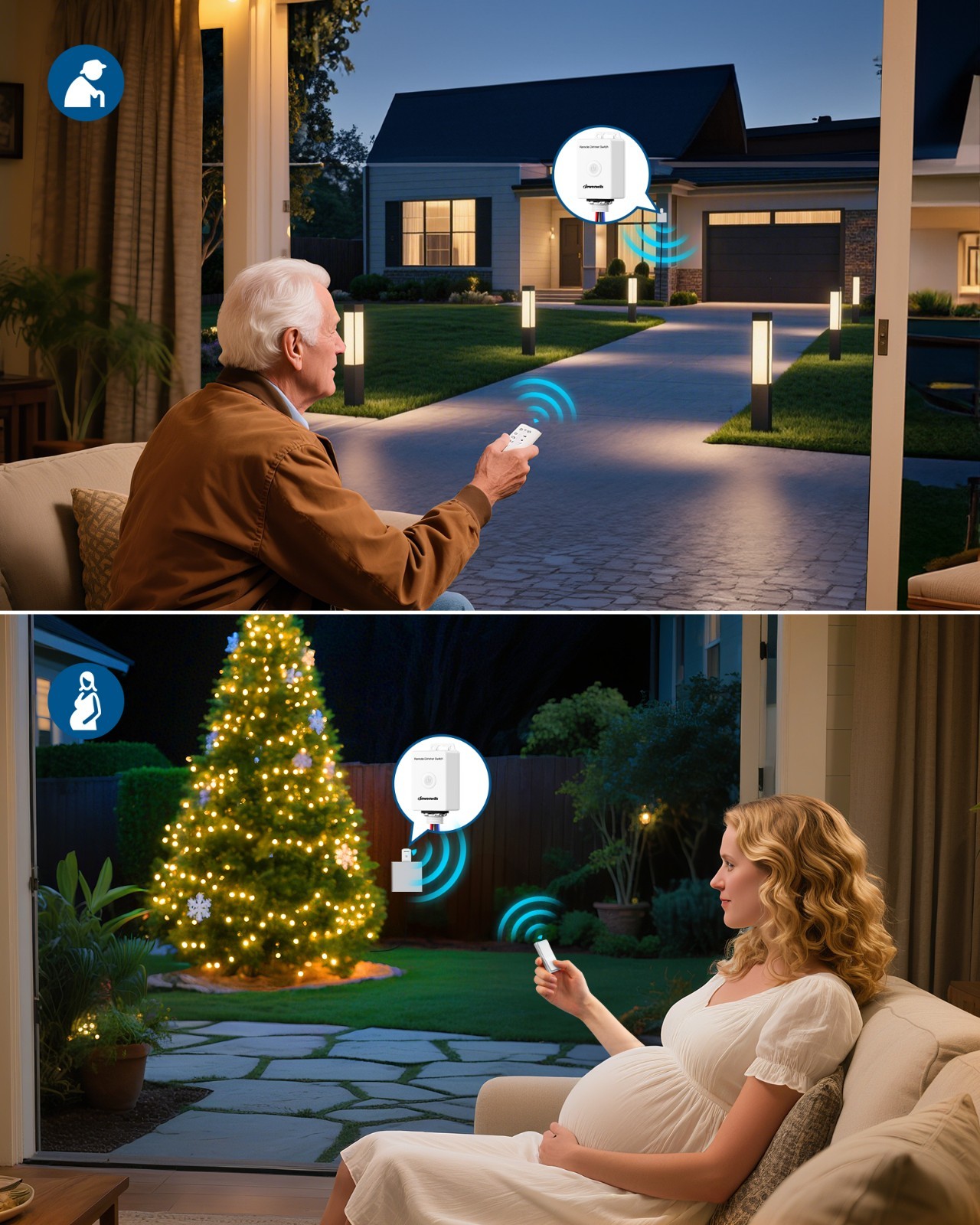 DEWENWILS Outdoor Light Dimmer, Remote Control Wall Switch, No WiFi Needed