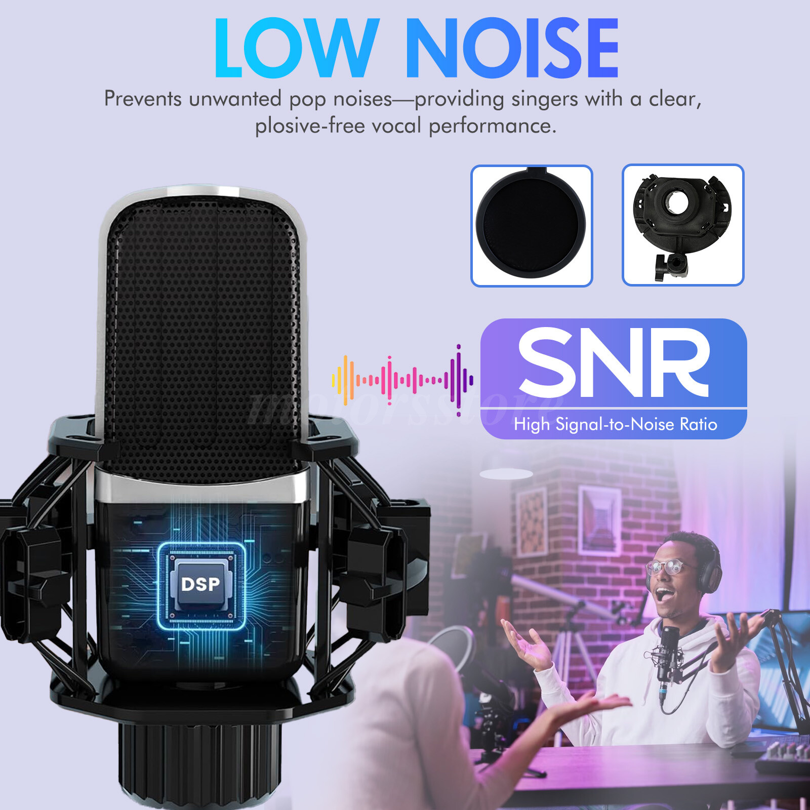 Professional Condenser Microphone Kit Complete Set For Podcast Studio Recording