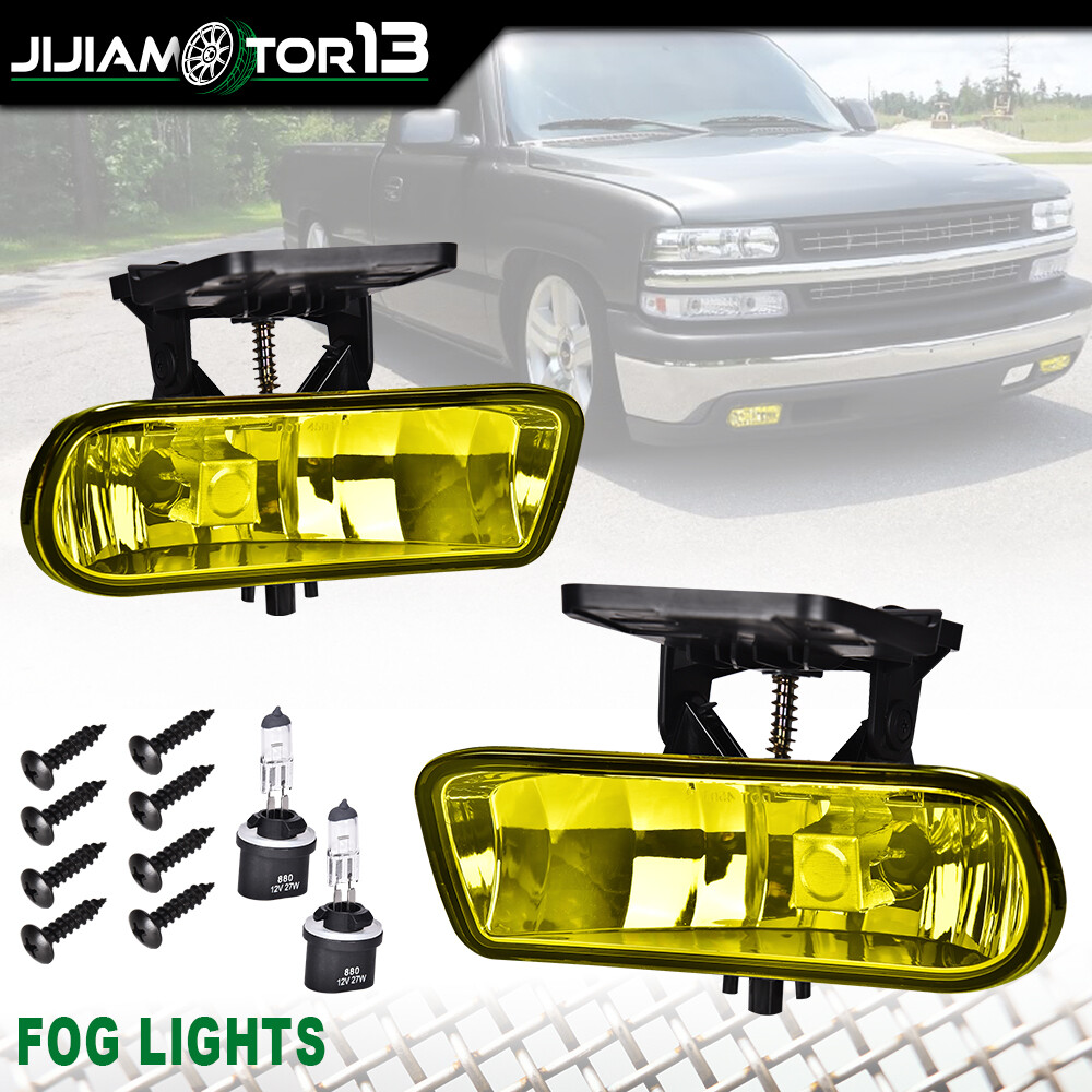 Yellow Bumper Fog Lights Driving Lamps Fit For 99-02 GMC Sierra 00-06 Yukon