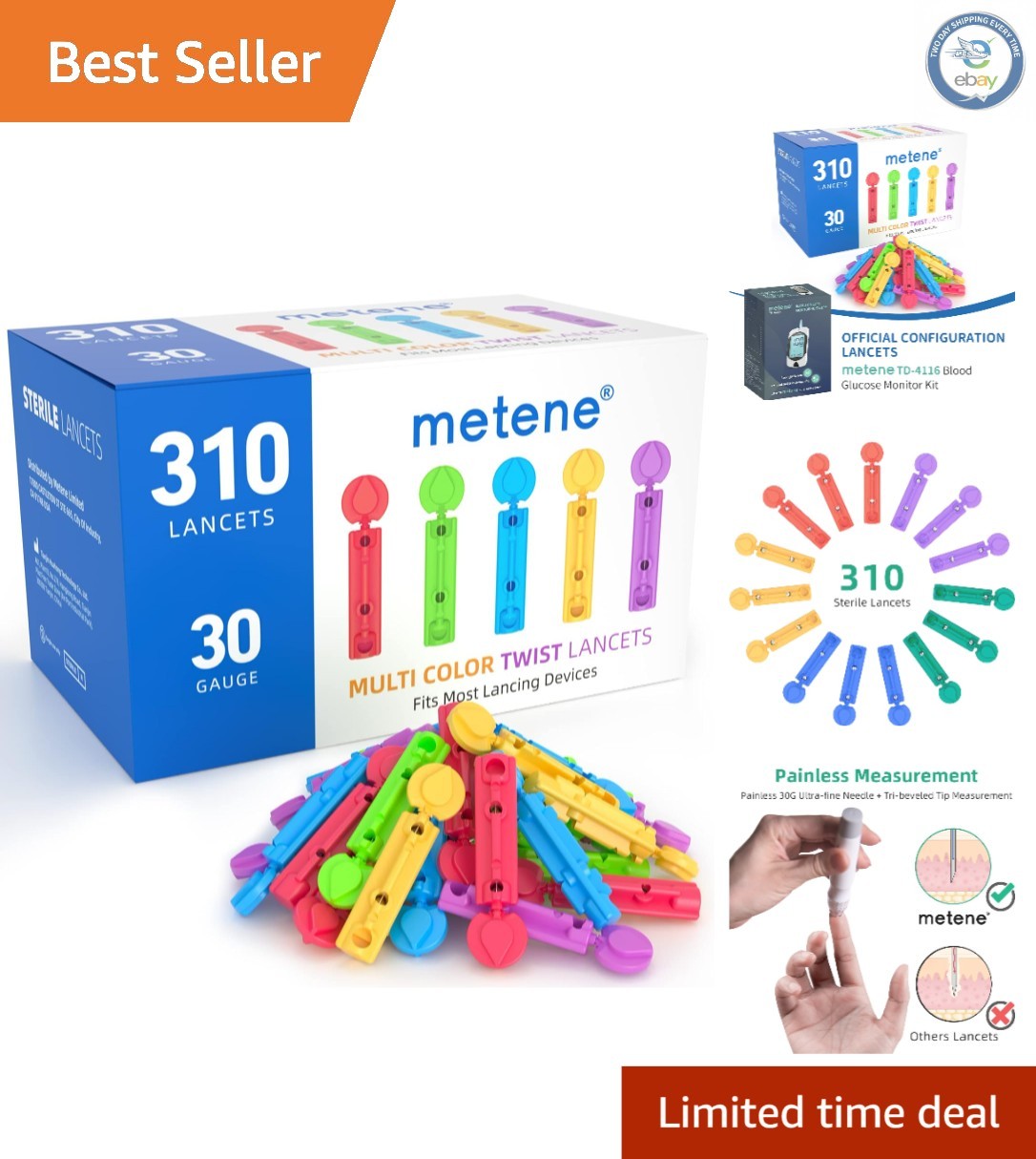 Comfortable 310 Count Lancets with 30 Gauge, Triple Bevel Tip for Blood Testing
