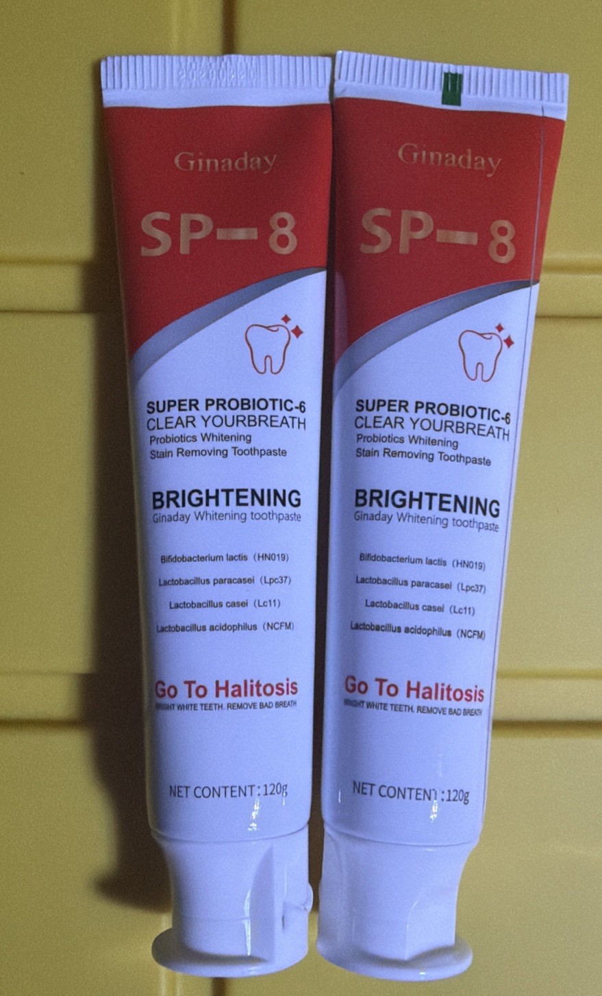 (2) Ginaday SP-8 Probiotic-6 Whitening Stain Remover Toothpaste NEW 4.23 Oz (tp)