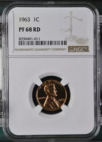 1963 Proof Lincoln Cent NGC PF68RD Brown Label