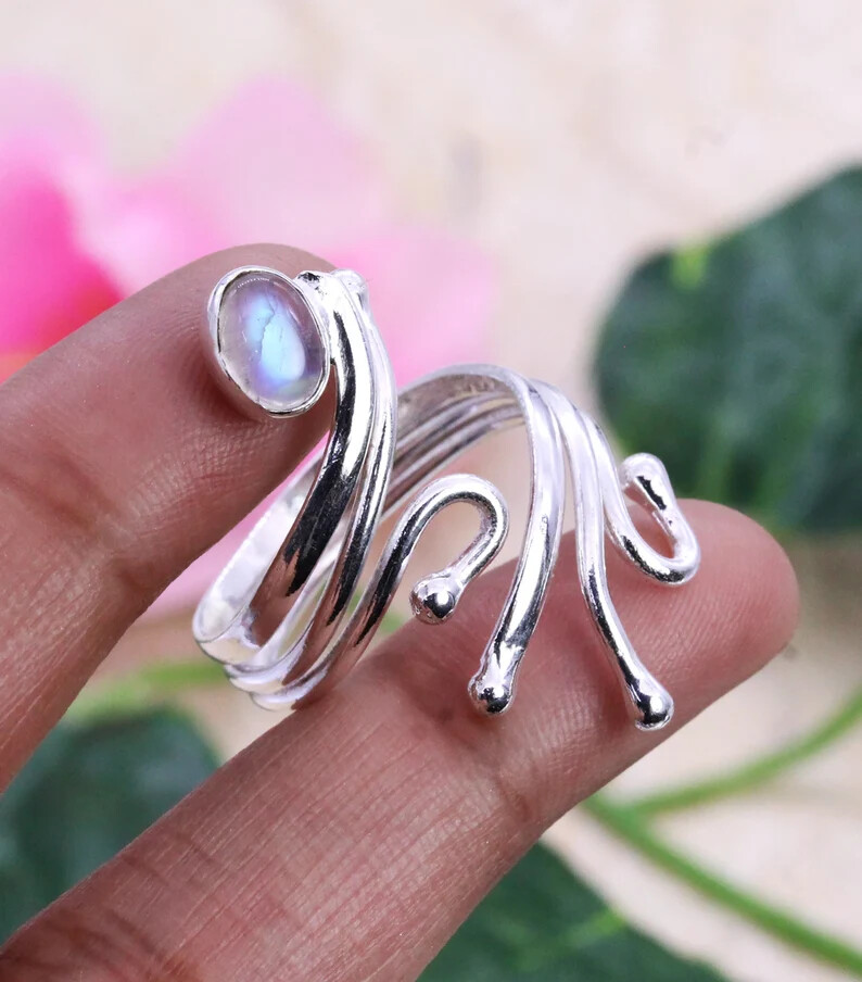 Moonstone Ring 925 Sterling Silver Band &Statement Ring Handmade Ring All size