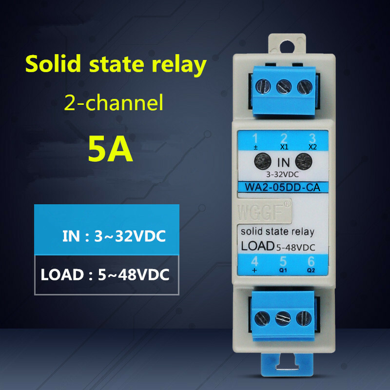 Rail type WA2-05DD-CA 2-channel 5A solid state relay 3-32VDC/5-48VDC