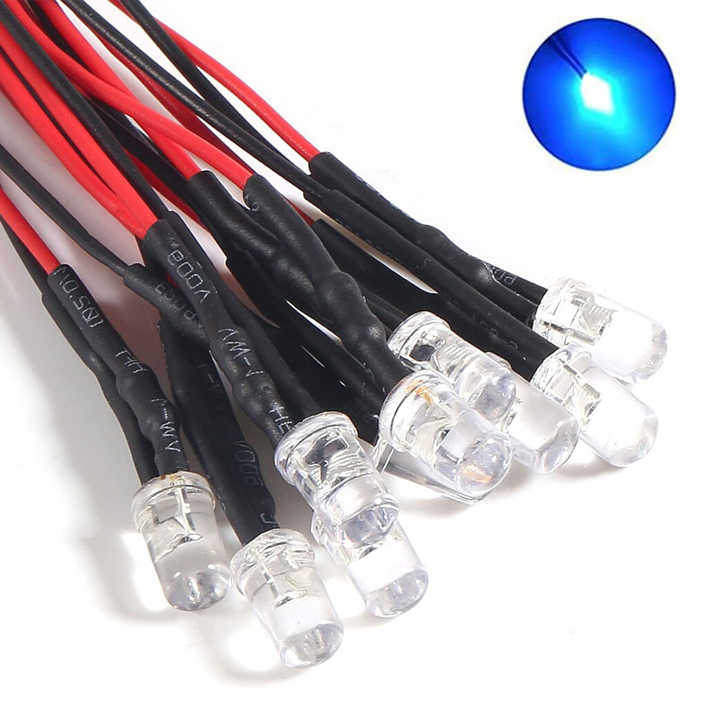 10Pcs Blue Wired 3mm LED Lights for Marantz Sansui Pioneer 6v-12v AC/DC 8v