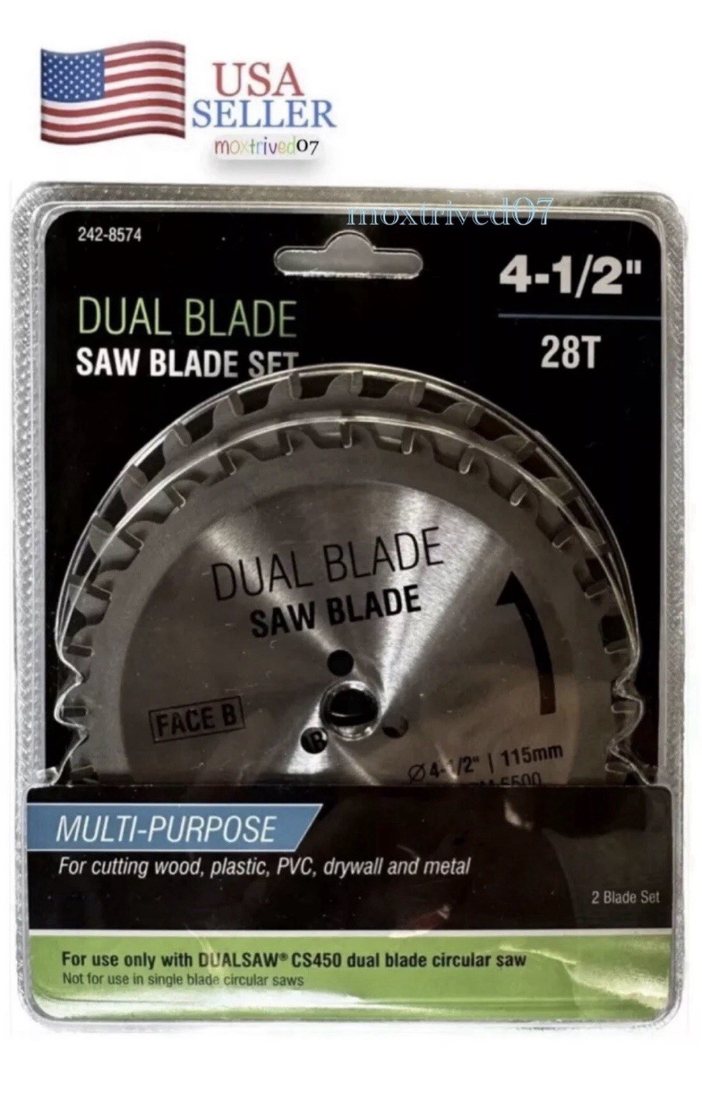 DUALSAW CS450 Dual Circular Saw 2 Blade Set 4-1/2" 28T Multi Purpose Metal, Wood