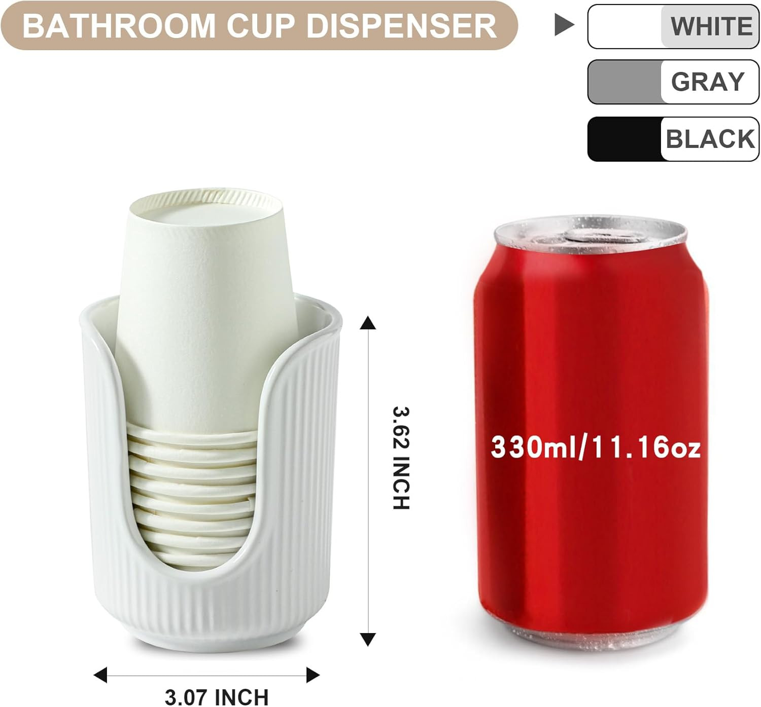 Ceramic Bathroom Cup Dispenser with Stylish Vertical Stripes - Disposable Mouthw