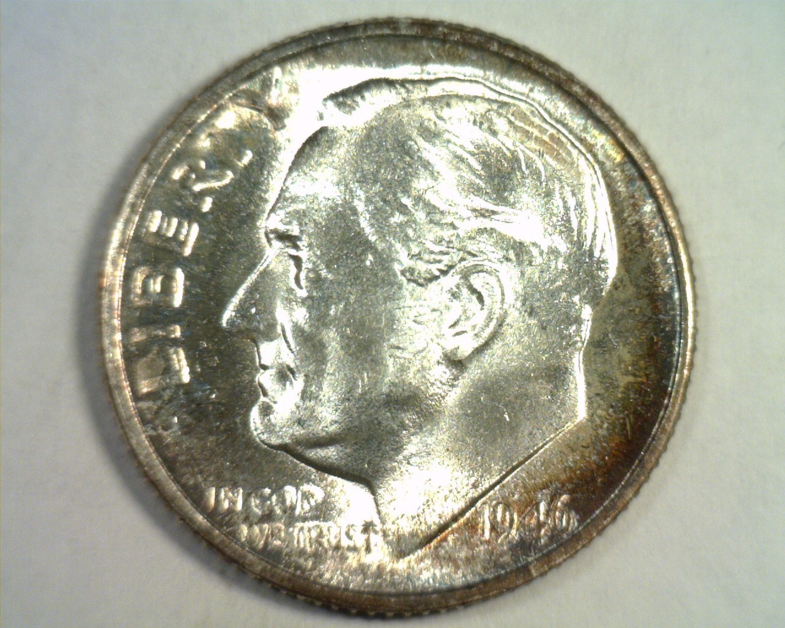 1946-D ROOSEVELT DIME CHOICE UNCIRCULATED / GEM ATTRACTIVE TONING / COLOR ORIG.