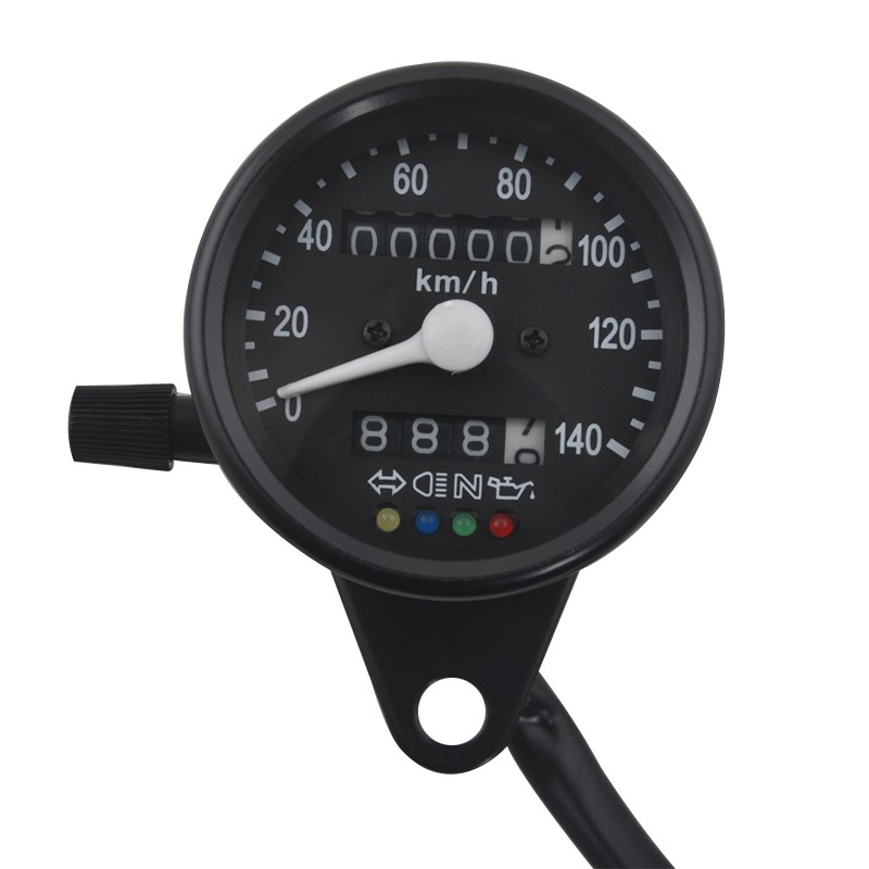 Motorcycle Universal Mini Speedometer Odometer Gauge Indicator Light 12V Black