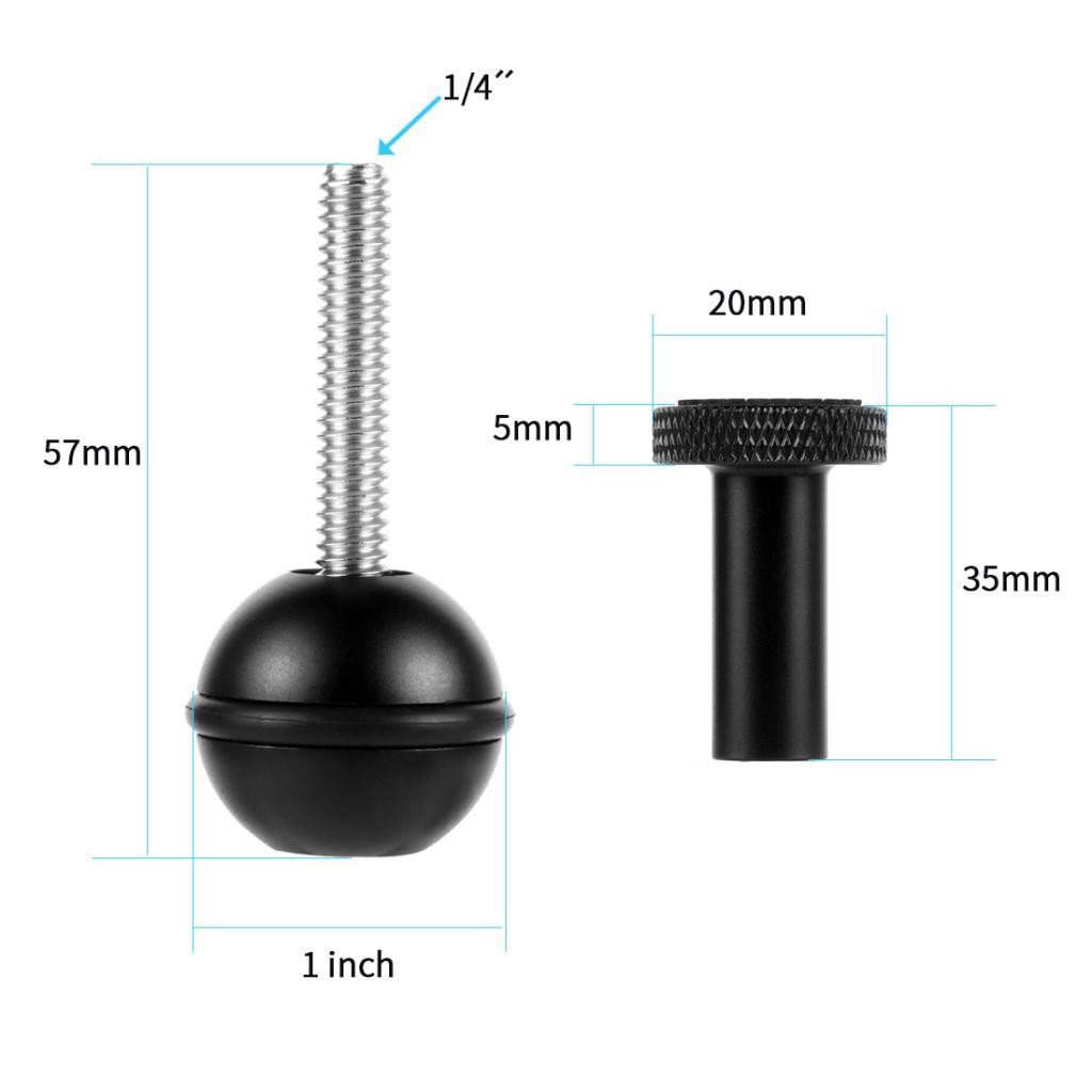 1" Ball Adapter Extension 1/4" Screw Camera System for Diving Arm