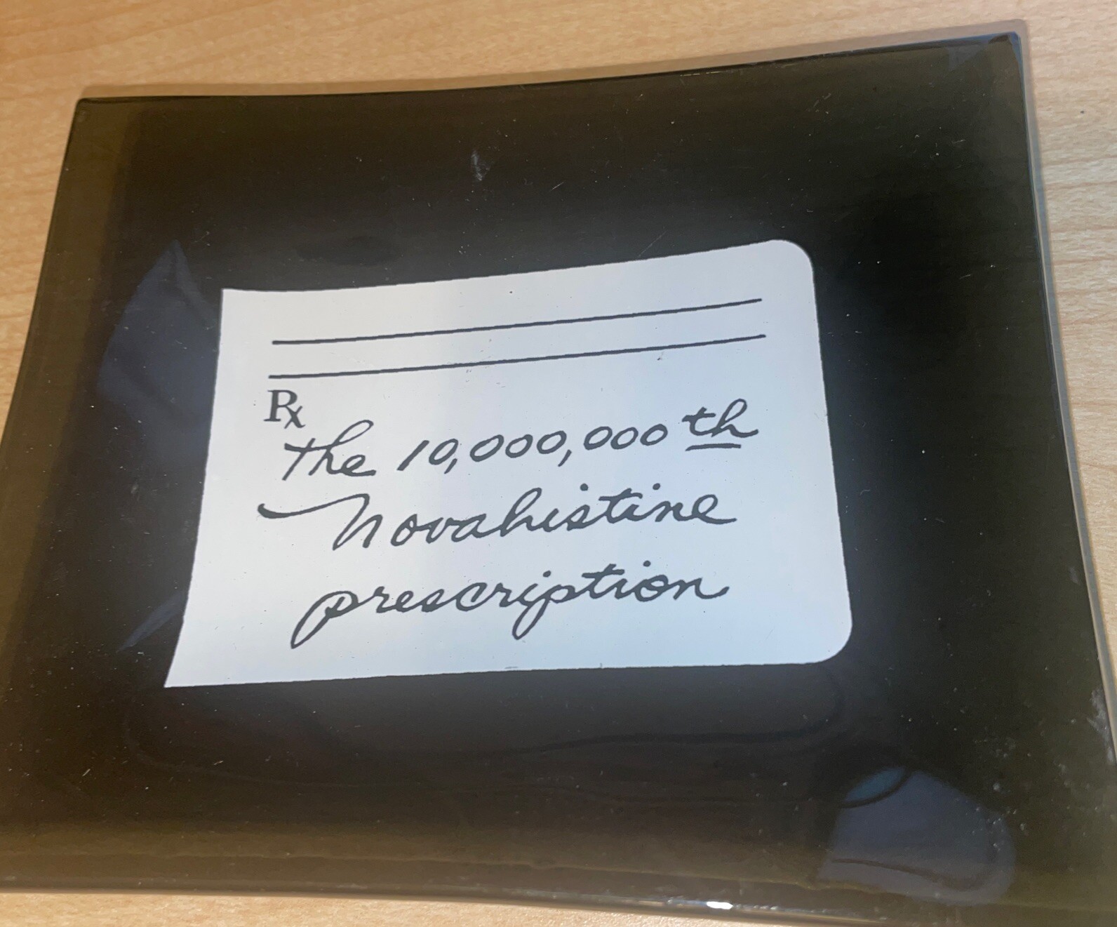 "The 10,000,000th Novahistine Prescription" Houze Art Vintage Glass Trinket Tray