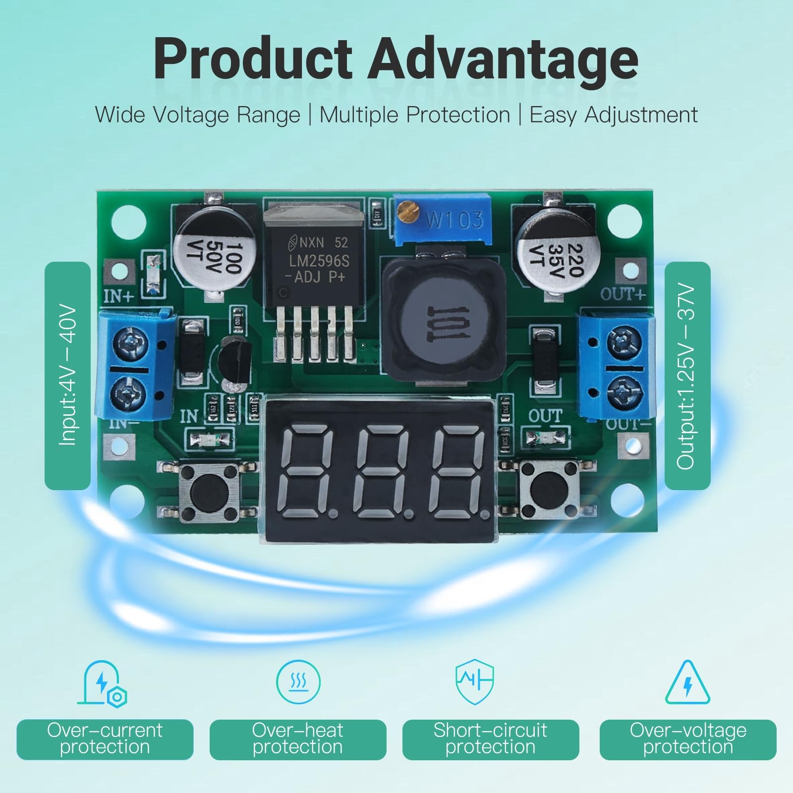 3 PCS Green LM2596 Adjustable DCDC Buck Converter Step Down LED 440V Module