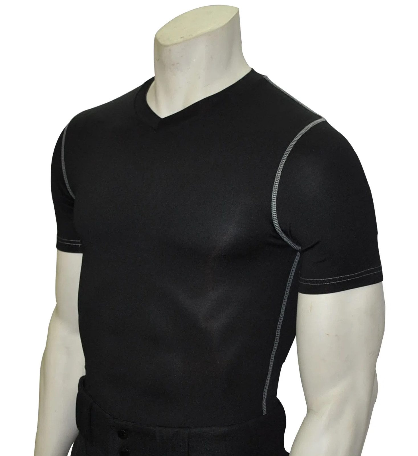 SMITTY | BKS-411 | Black | Compression Short Sleeve V- Neck Shirt | Polyester