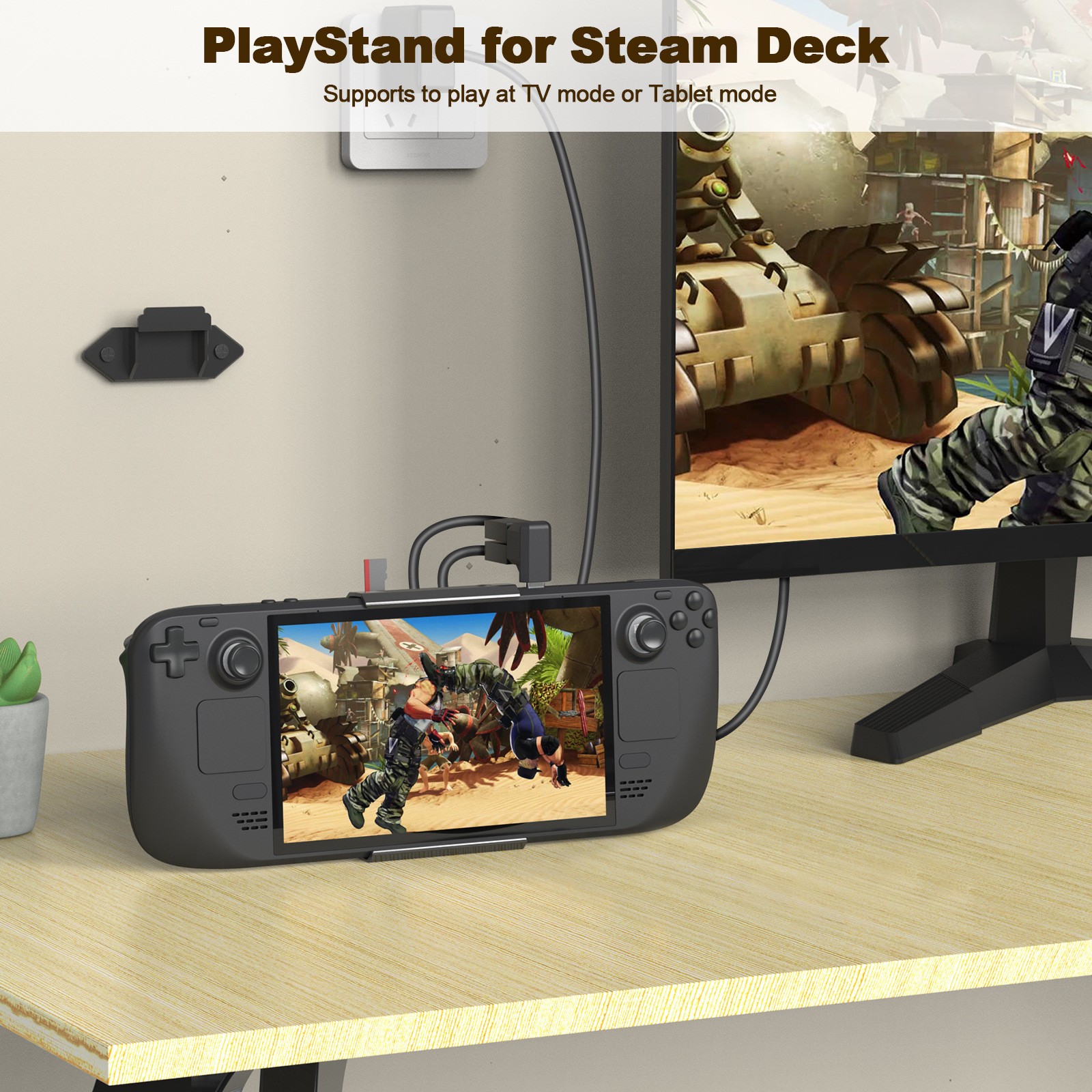 Foldable Console Desktop Back Holder Wall-Mounted Storage Bracket For Steam Deck