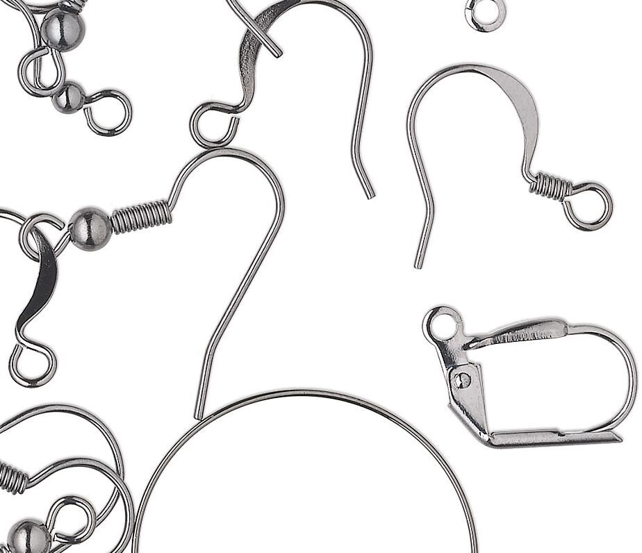 Gunmetal Plated Brass Ear wire Mix of Fishhook, Coil & More 50 Pair (8 Styles) *