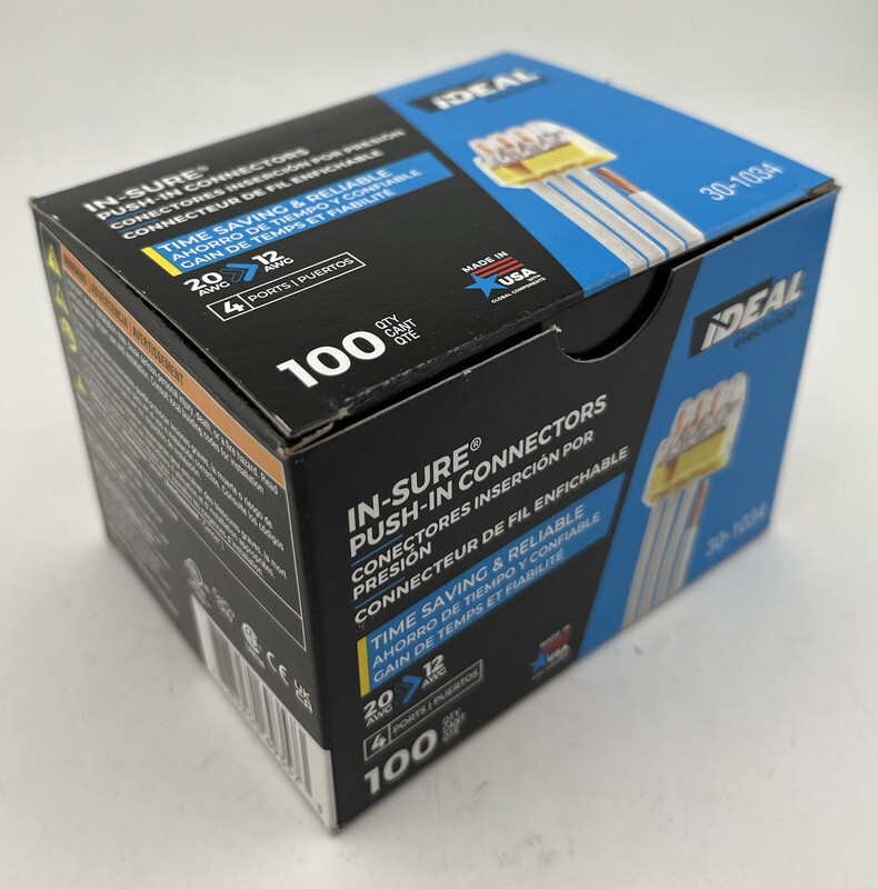 IN-SURE 4 PORT WIRE CONNECTOR PUSH-IN YELLOW 20-12AWG ELECTRIC 100-PACK 30-1034