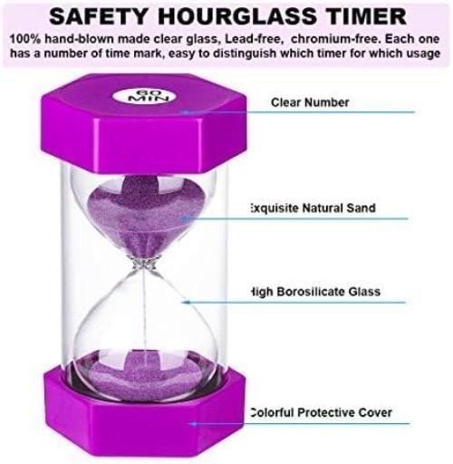 Safe and Stylish Purple Sand Timer - 30 Minute Classroom & Kitchen Essential