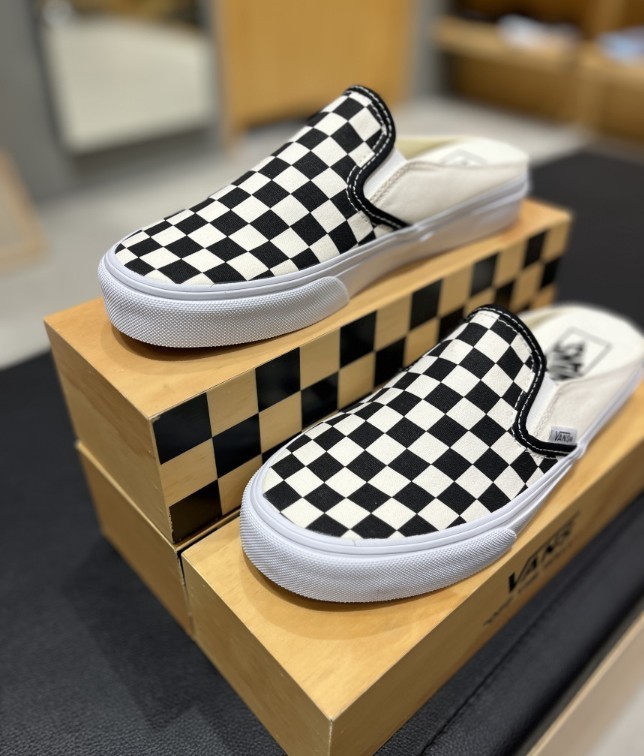 Vans Classic Slip-On Mule Checkerboard Black White Unisex Shoes VN0004KTEO1