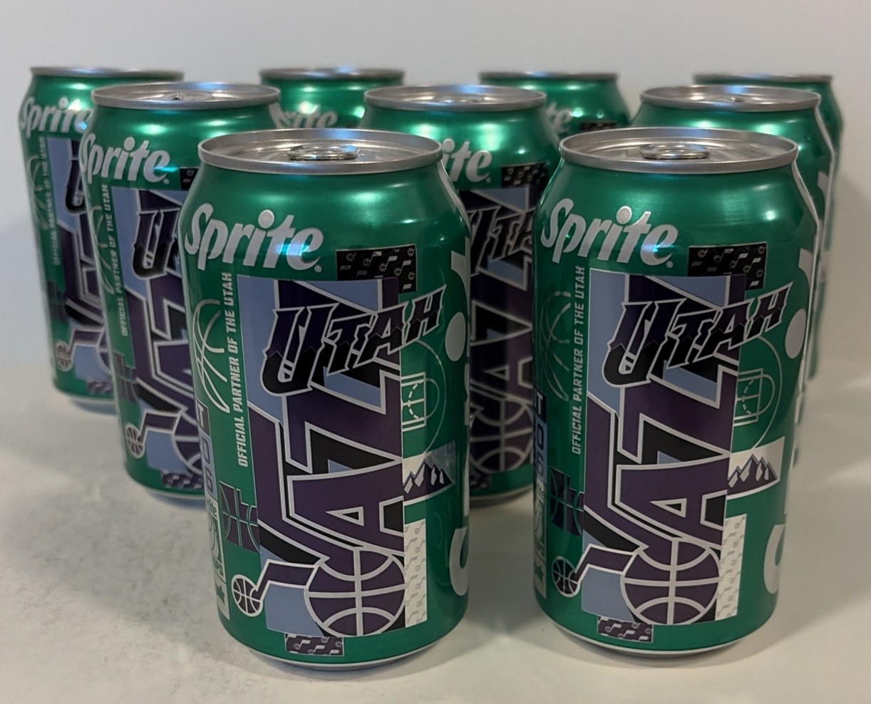 9 2026 SPRTE SODA CANS ( UTAH JAZZ) EMPTY BOTTOM OPENED