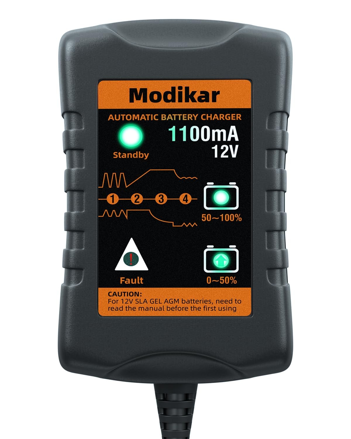 Modikar 12V Car Battery Charger 1.1A Compact Size,