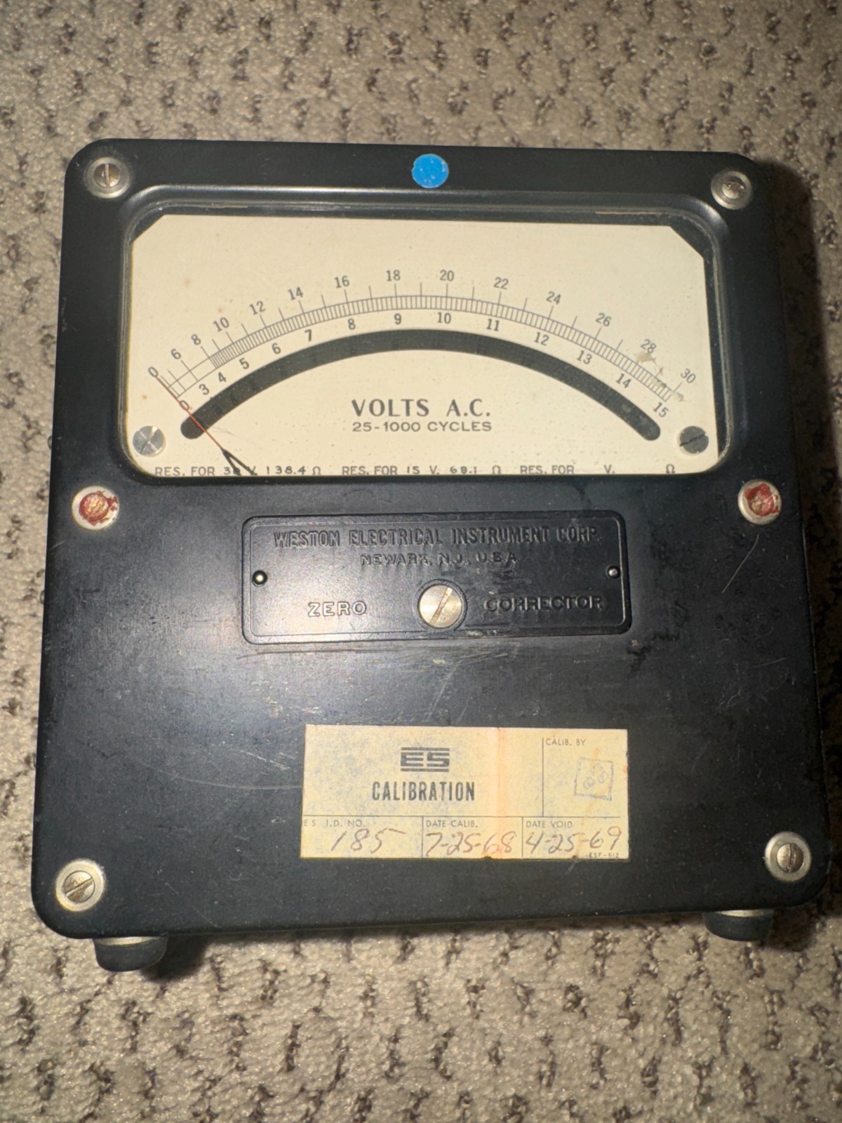 Weston Model 433 AC Voltmeter W/ Dual Range 0-15V & 0-30V in Great Condition