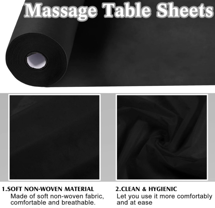 2 Rolls 100 Sheets Disposable Massage Table Paper Roll 32" x 71" Bed Roll Black