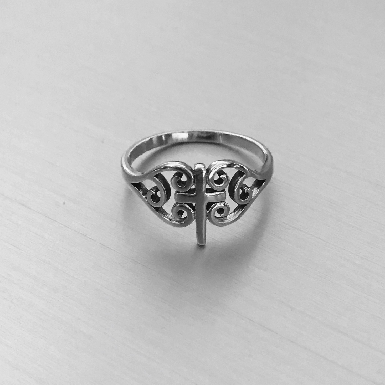 Sterling Silver Medieval Cross Ring, Silver Rings, Love Ring, Religious Ring