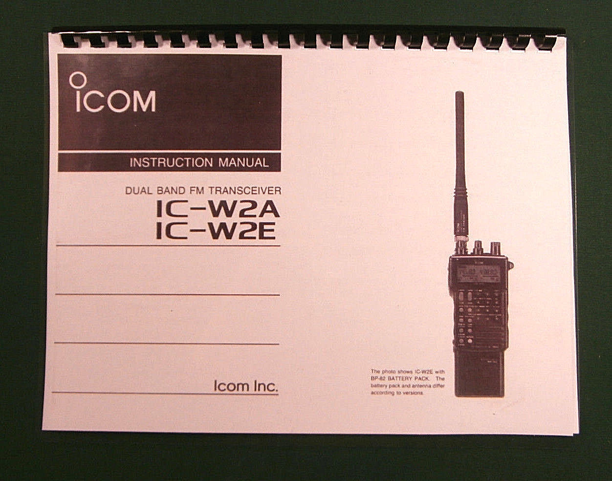 Icom IC-W2A / IC-W2E Instruction manual: Premium Card Stock Covers & 28 LB Paper