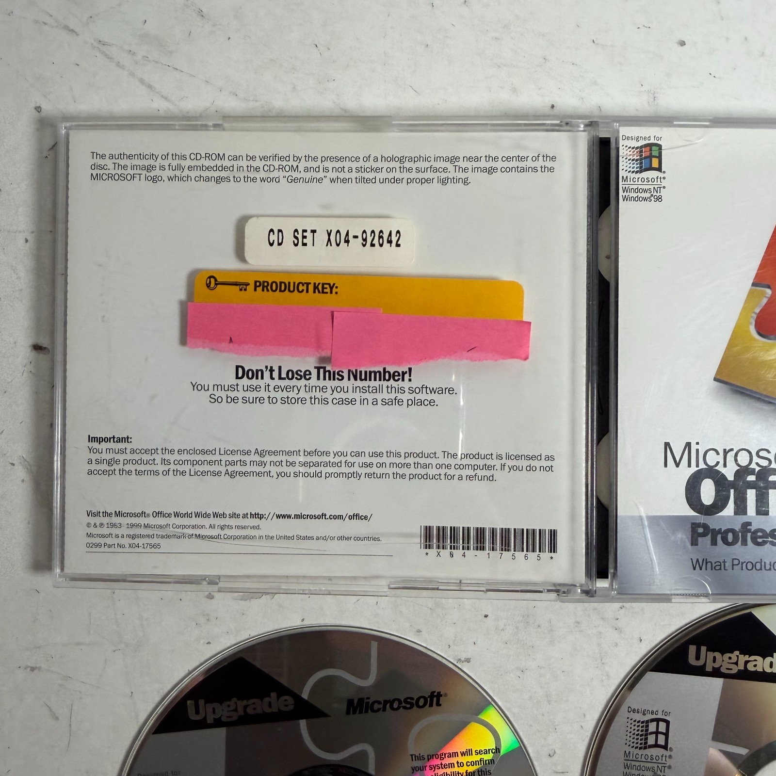Microsoft Office 2000 Professional Genuine Computer Software CD Set with Key