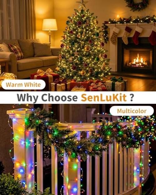 Solar Fairy String Lights Outdoor Remote Total 4 Pack Warm White + Multicolor