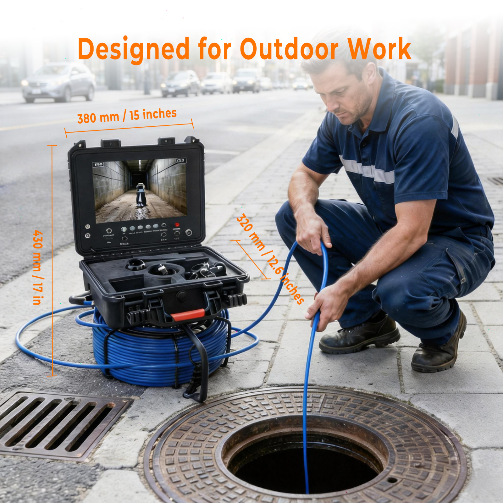 164ft Sewer Pipe Inspection Camera 512hz Self-leveling Pipe Camera 9" Display