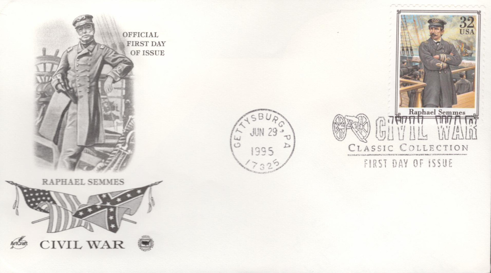 1995 First Day of Issue - Postage Stamp - Raphael Semmes - PCS
