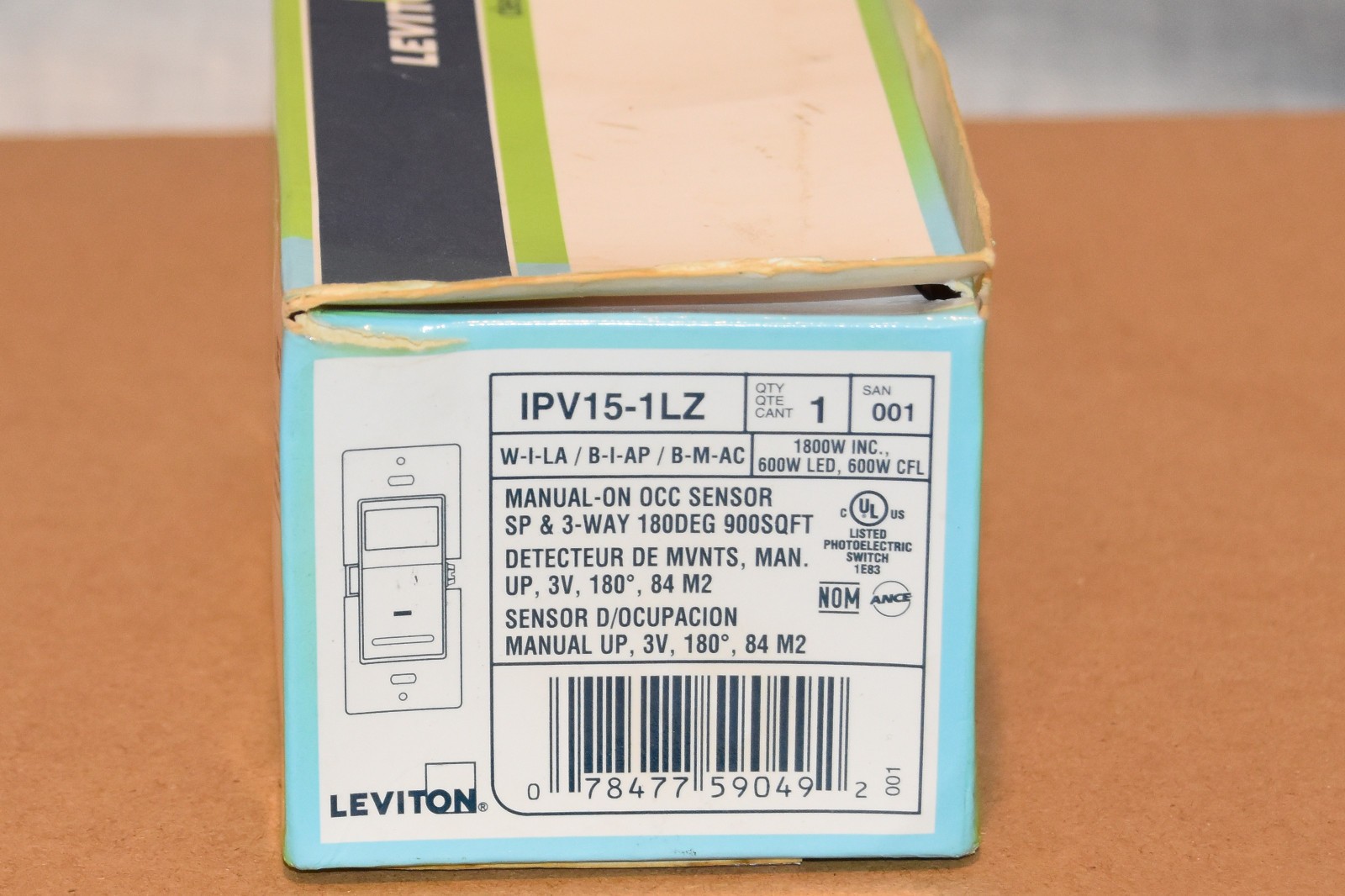LEVITON Decora Vacancy Motion Sensor In-Wall Switch WHITE, Manual-On, 15A (B10