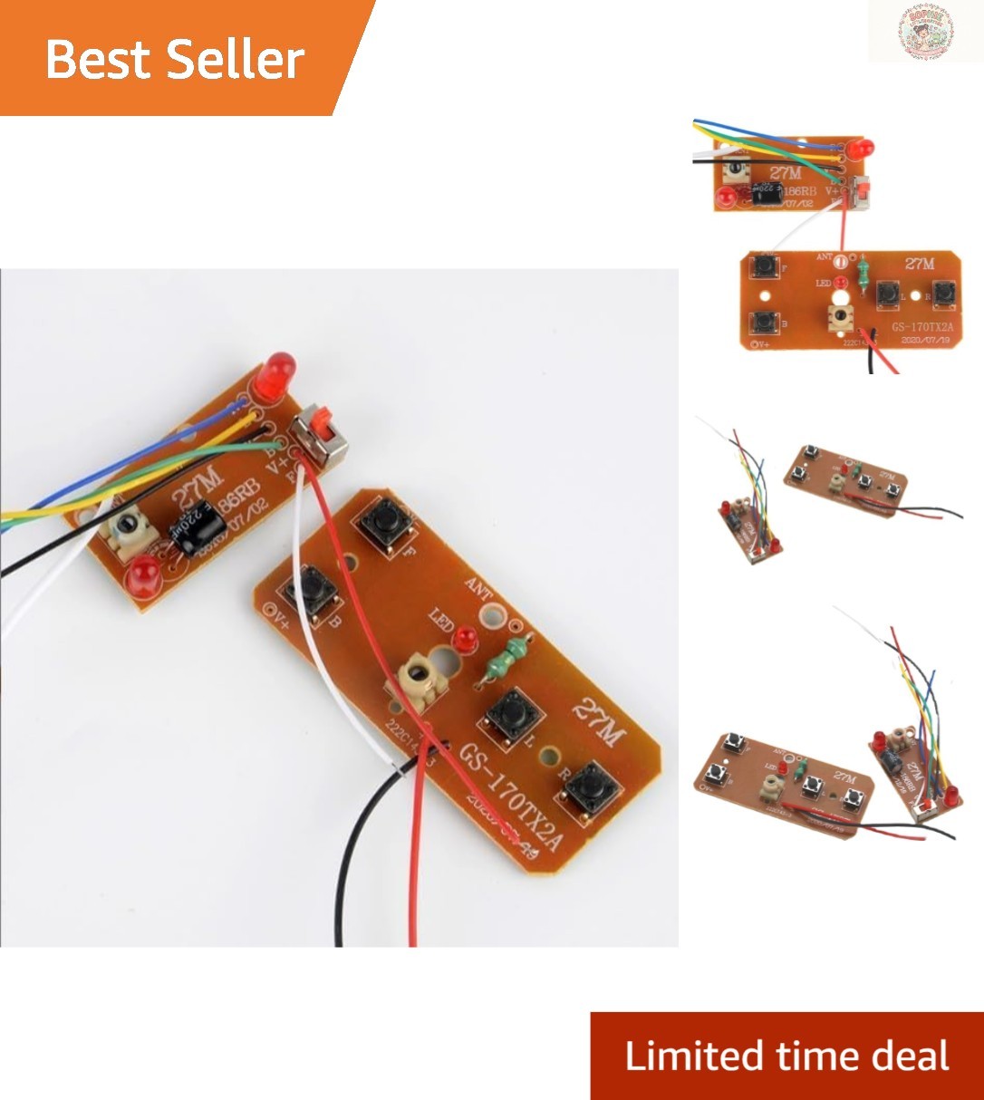 Four-Way Remote Control Board Set for RC Toys – Transmitter & Receiver, 27MHz