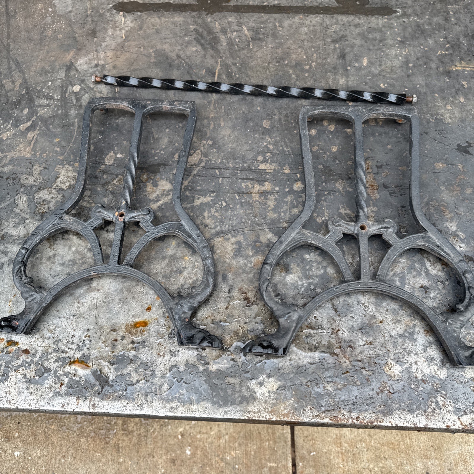 Antique Cast Iron Hardware Bench Stool Base Ends Legs