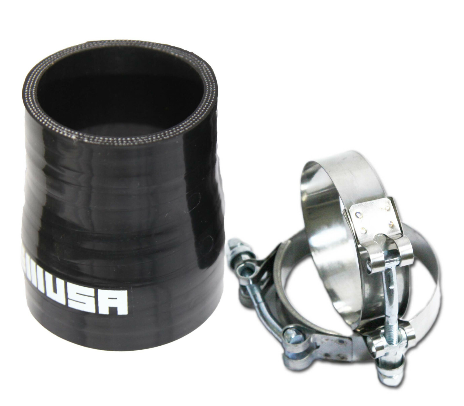 Universal BLACK 4PLY 1x Straight 2.0"-2.25"ID Silicone+ 2xStainles Steel T-clamp