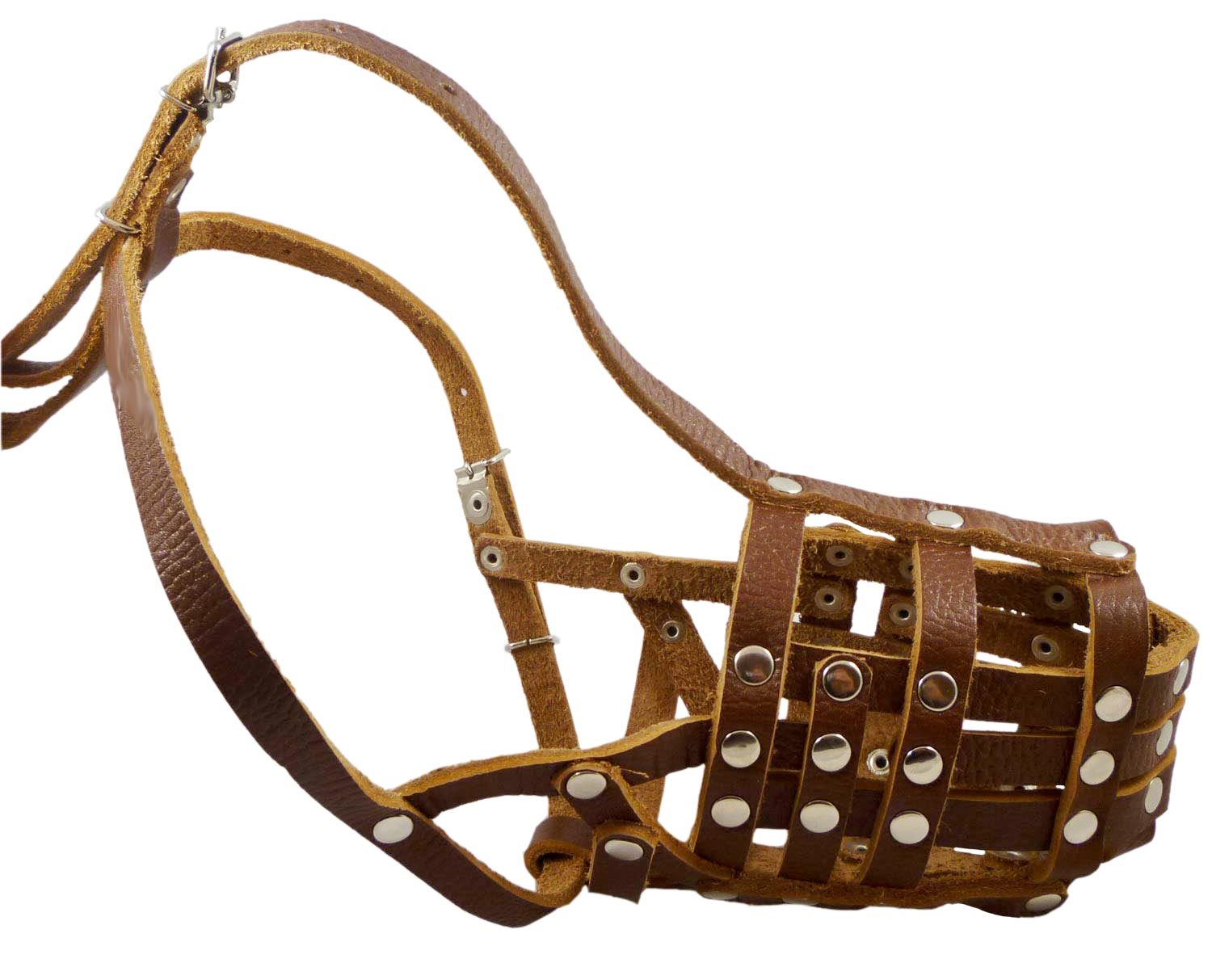 Doberman Collie Secure Leather Basket Dog Muzzle 11.5"-5" size Black Brown