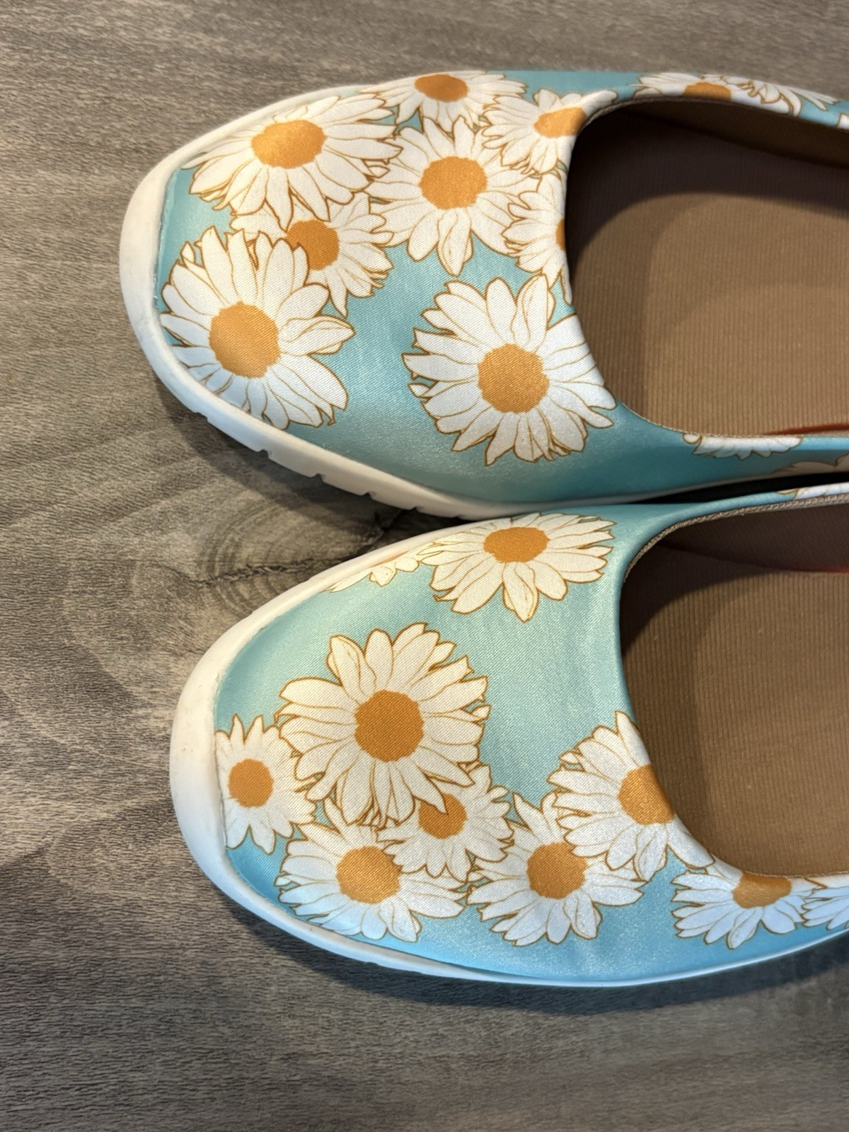 UIN Daisy Dew Menorca Ballet Flats Painted Silk Aqua BlueFloral Comfort Size 9.5