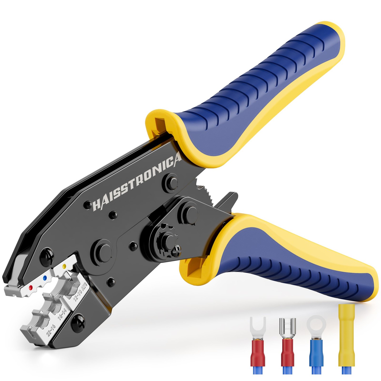 haisstronica Crimping Tool for Insulated 230 mm x 60 mm, Yellow,blue,red