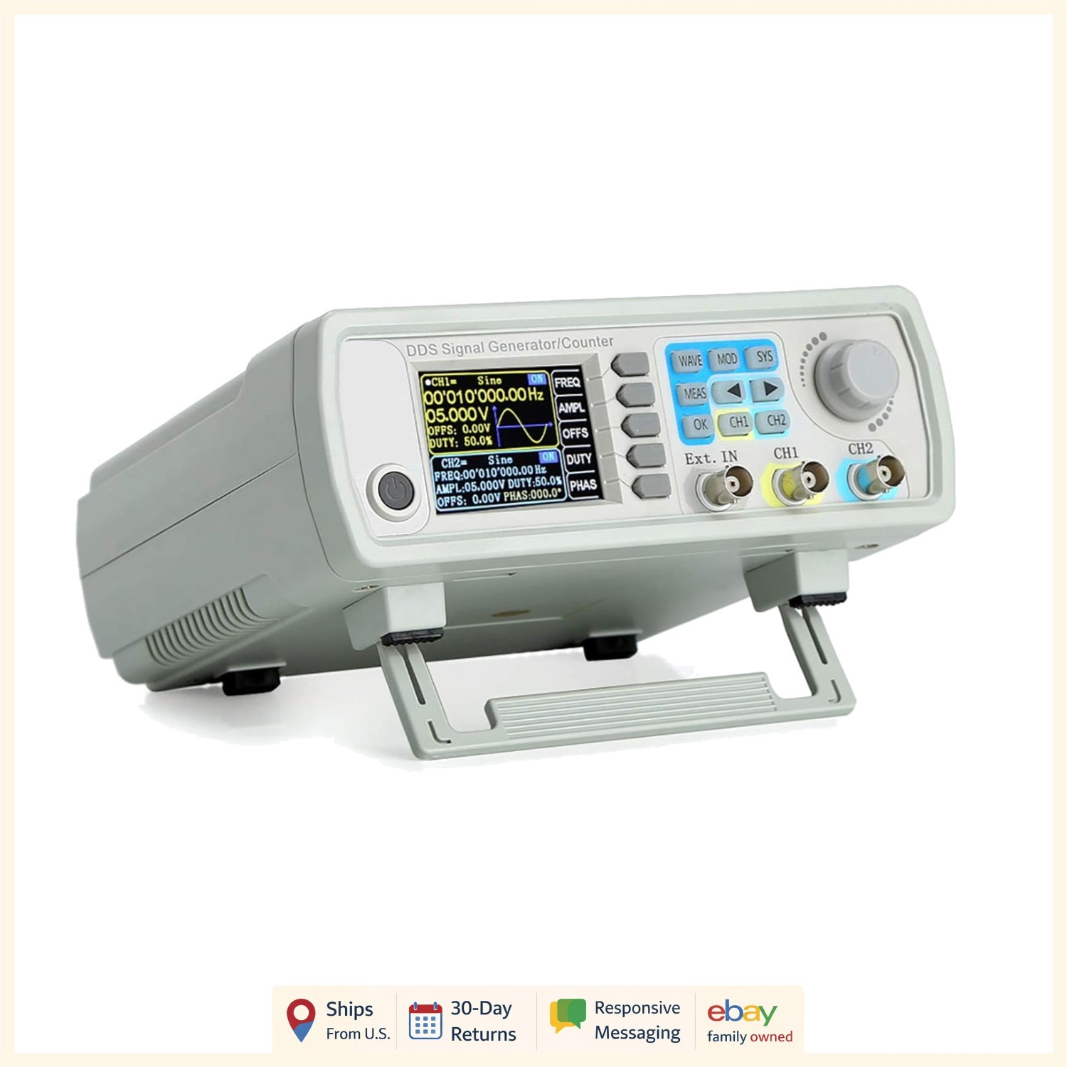 30MHz Function Generator with Low Distortion and Frequency Measurement Features