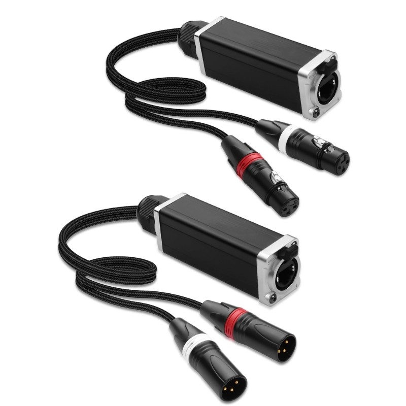 2 Channel XLR To RJ45 Auditory Adapter Noise Reduces for CAT5/CAT6/CAT7 Ethernet